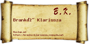 Brankó Klarissza névjegykártya